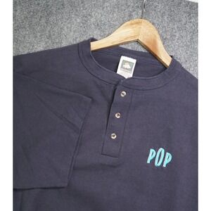 Cotton Deluxe Mens Navy Blue Short Sleeve Shirt Size XL Thick Fabric Made in USA